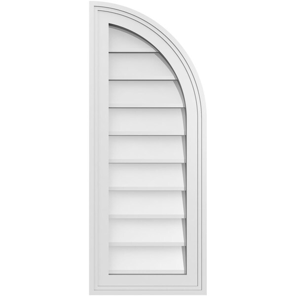 Ekena Millwork Quarter Round Top Right Surface Mount PVC Gable Vent w/ 2"W x 1-1/2"P Brickmould Frame, 12"W x 30"H GVPQR12X3002SN - main